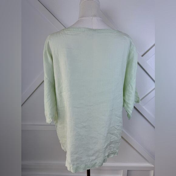 Eileen Fisher Mint Green Short Drop Sleeve Boxy Relaxed Blouse 100% Linen Size M - Picture 4 of 10